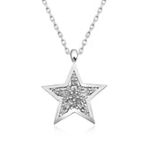 Silver Baguette Stone Star Necklace
